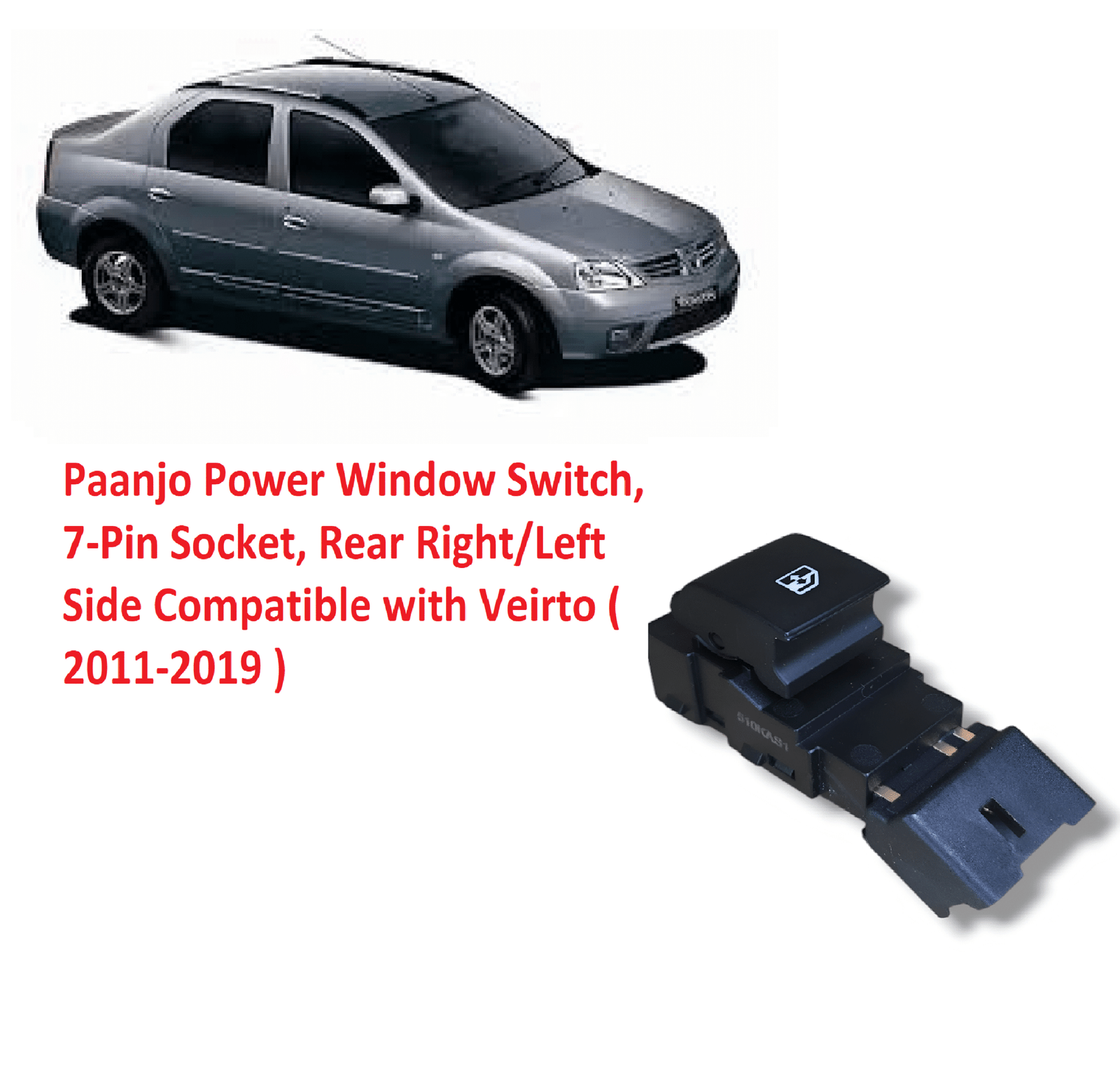 Power Window Switch, 7-Pin Socket, Rear Right/Left Side Compatible with Veirto ( 2011-2019 ) - Image 2