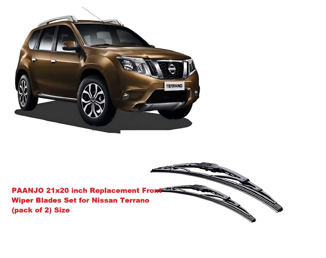 Paanjo 21x20 inch Replacement Front Wiper Blades Set Compatible with Nissan Terrano (pack of 2) Size - Image 3