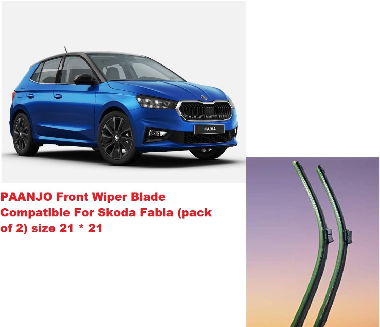 Paanjo Front Wiper Blade Compatible with Skoda Fabia (pack of 2) size 21 * 21 - Image 3