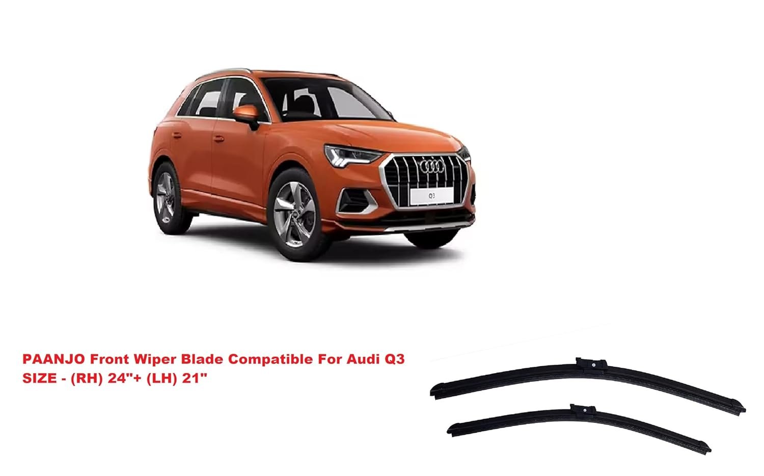 Paanjo Front Wiper Blade For Audi Q3 Size - (RH) 24"+ (LH) 21" - Image 3