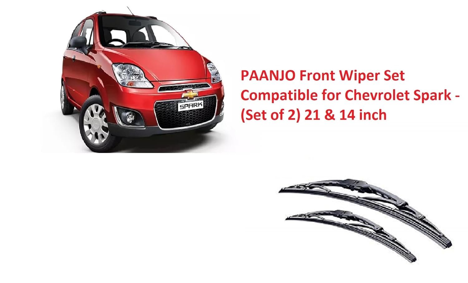 Paanjo Front Wiper Set Compatibl for Chevrolet Spark - (Set of 2) 21 & 14 inch - Image 3