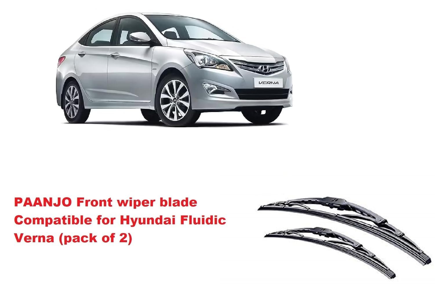 Paanjo Front wiper blade Compatible with Hyundai Fluidic Verna (pack of 2) - Image 3